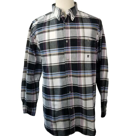 Wrangler 20X Black Blue White Plaid Top of Line   Shirt Excellent XXL - Picture 1 of 6